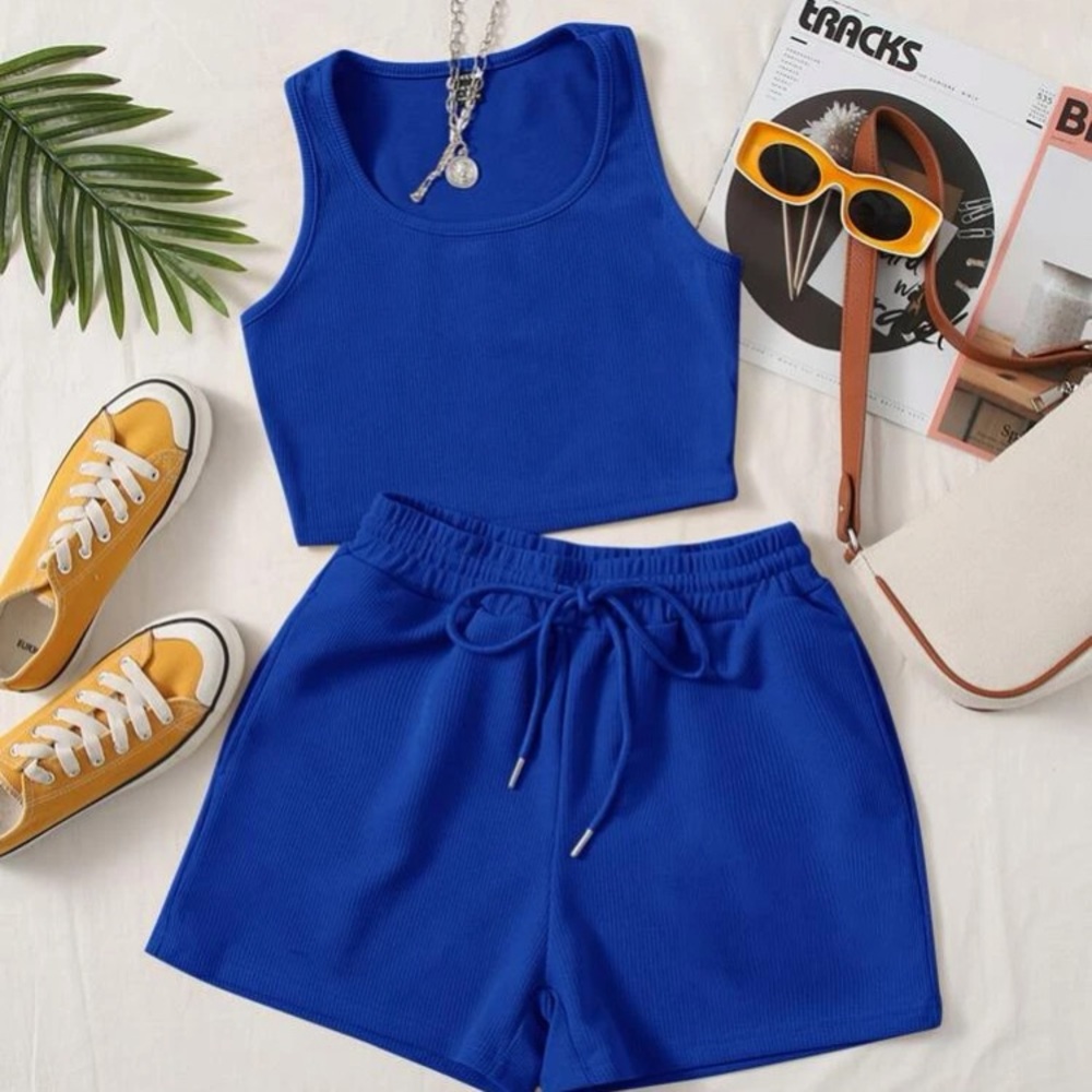 Scoop Neck Tank Top and Track Shorts